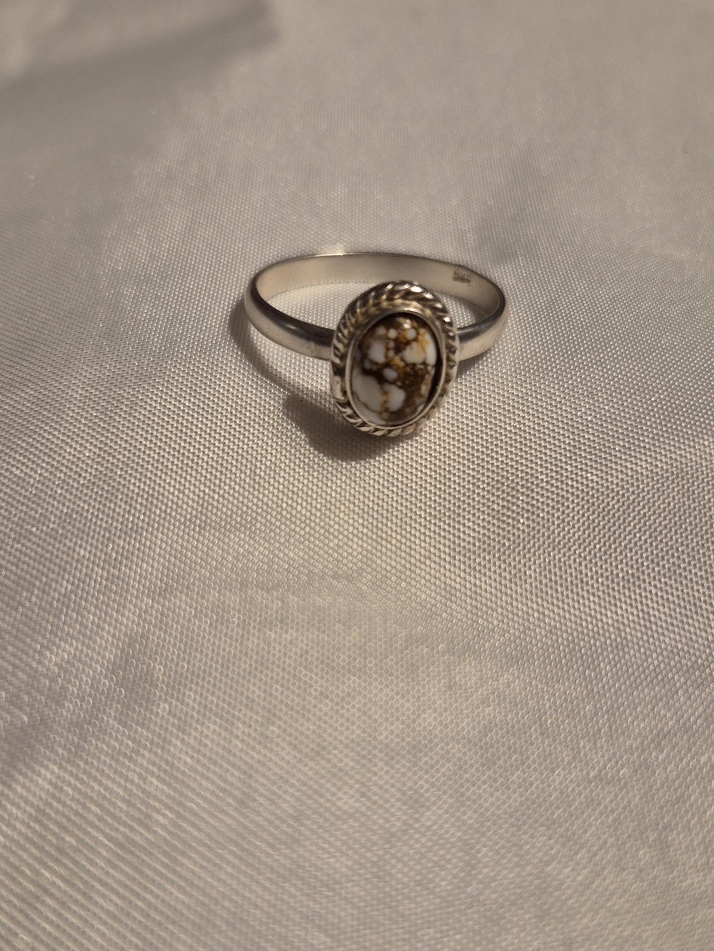 Sterling Silver White Buffalo Oval Ring